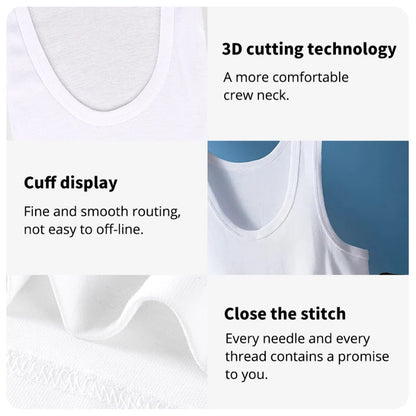 3/5 Pcs European plus-size men's cotton loose plus-size youth fitness sleeveless round neck
