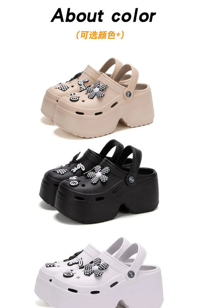 Slipper Clog Woman charm Sandal Flip Flops High Heel Platform Slides - Fashionqueene.com