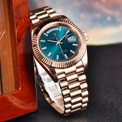 Rose Gold Luxury Automatic Watch For Men Mechanical Wristwatches Sapphire Mirror Clock Gift Man