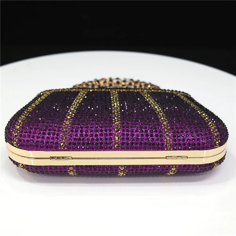 Exquisite Evening Bag With Diamond Design Fashion Handle Clutch Rhinestone Embellished Long Chain Bag