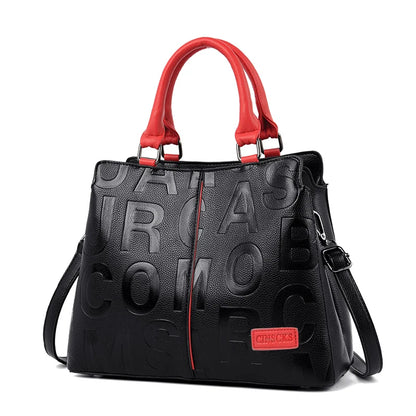 2-layer pockets Letter Printing Luxury Handbags Women Leather Bags Vintage Ladies Shoulder Crossbody Bags for Women Tote Bag