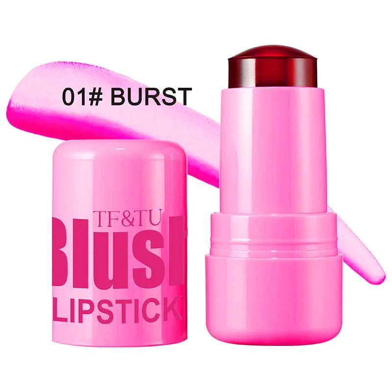 3-in-1 Cheek Lip Tinted Moistured Blush Stick Eyes Cheek Lip Brighten Cream Water Jelly Tint Stick Matte Contour Makeup