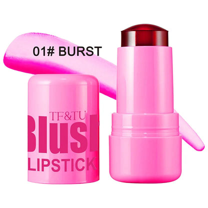 3-in-1 Cheek Lip Tinted Moistured Blush Stick Eyes Cheek Lip Brighten Cream Water Jelly Tint Stick Matte Contour Makeup
