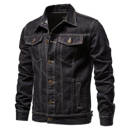 Solid Denim Jackets Motorcycle Vintage Jeans Slim Fit Cotton Casual