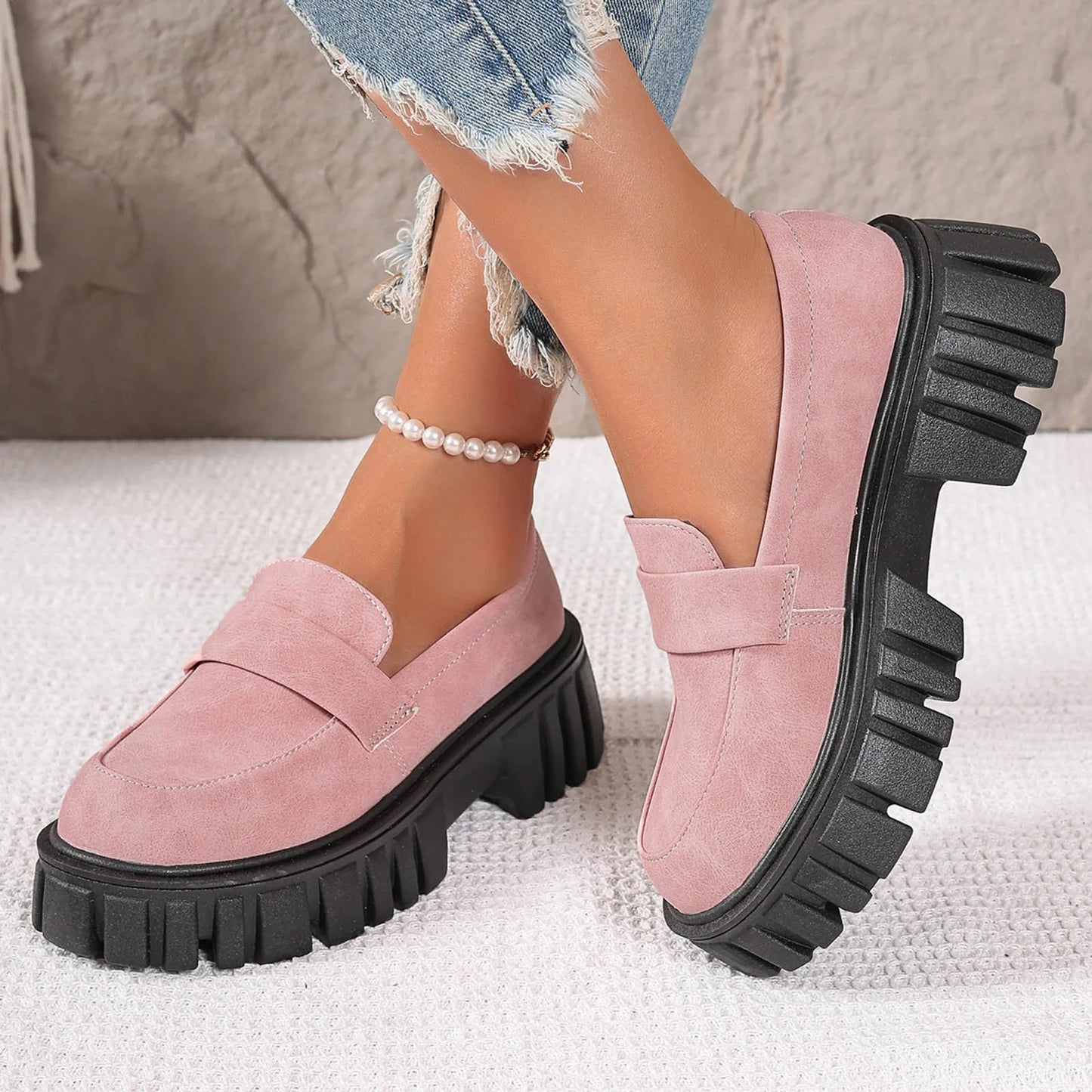 Thick Sole Step On Round Toe Casual Comfortable Slip On Platform Sneakers