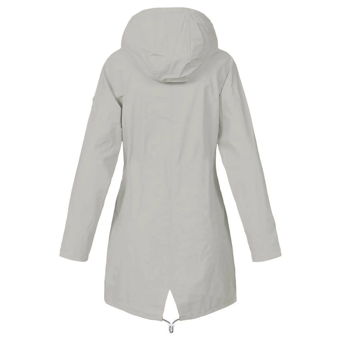 Hooded Lightweight Long Sleeve Windbreaker Zip Up Drawstring Windproof Raincoat Plus Size Long Coat Outdoor