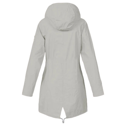 Hooded Lightweight Long Sleeve Windbreaker Zip Up Drawstring Windproof Raincoat Plus Size Long Coat Outdoor