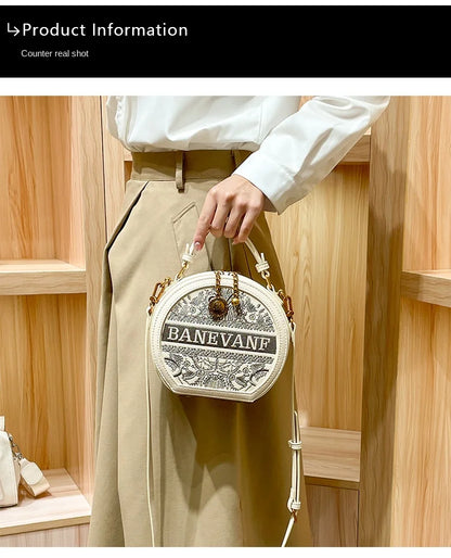 Light luxury brand embroidered small round bag designer high-end single shoulder crossbody bag