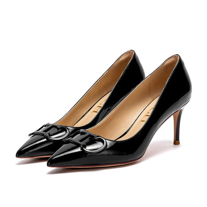 Solid Colour Classic Style New Women's Single Shoes Retro Simple Exquisite Women's High-heeled Shoes