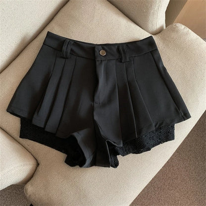 Women Black Gothic Y2k Pleated Shorts Skirt Vintage Mini Skirt Harajuku Korean Elegant Skirts Aesthetic Emo 2000s Clothes Summer