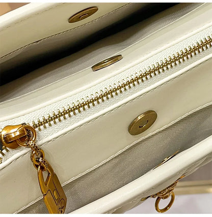 Light luxury brand hand-held large capacity tote bag diamond grid single shoulder diagonal cross bag