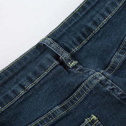 Woman's Flowers Embroidered Flared Denim Pants Slim Dragging Long Jeans