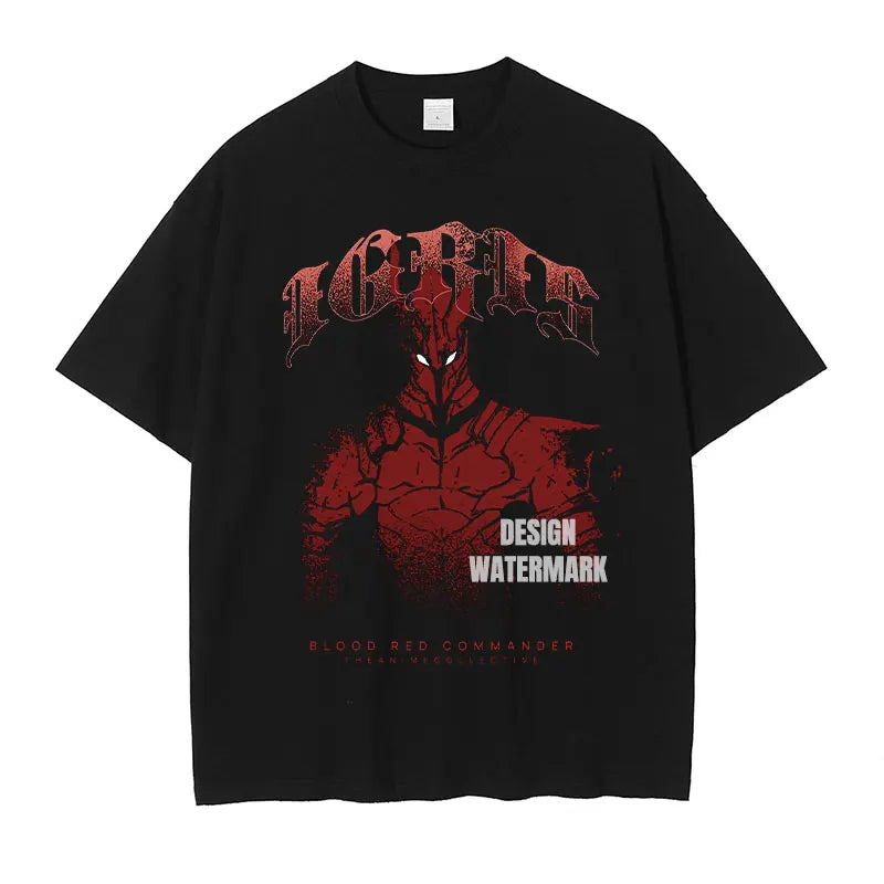 Anime Song Jinyu Shirt Retro High-end Printed T-shirt Street Wear Manga Igris Short Sleeved Top T-shirt Men's Style