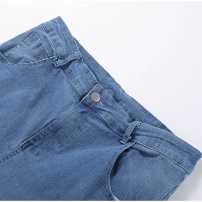 High Waist Cargo Denim Jeans With Full Rhinestones Sparkling Casual Baggy Pants Streetwear Chic Daily Trousers