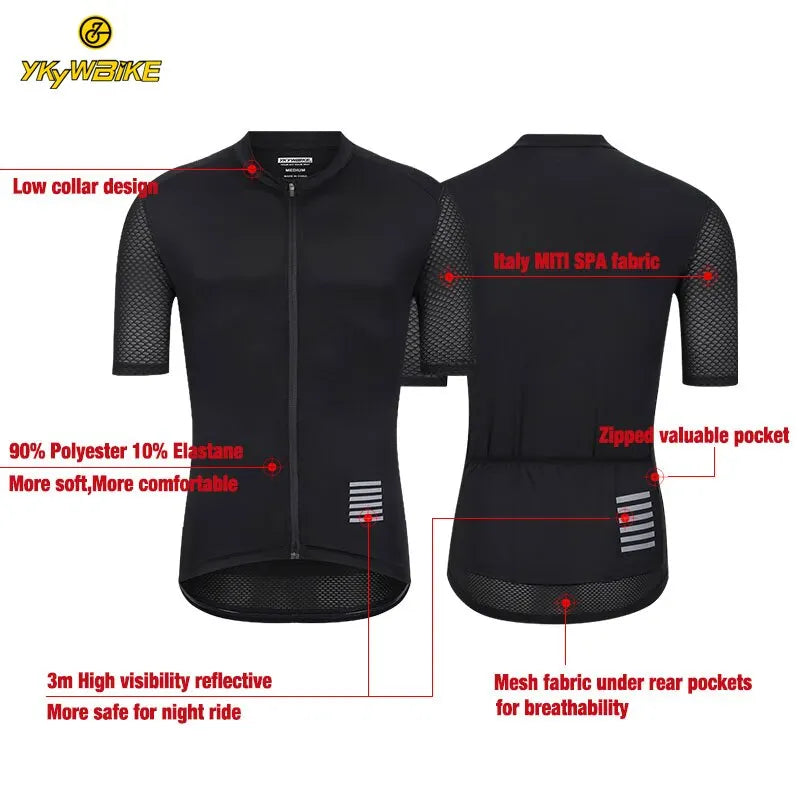 Men Cycling Jersey Short Sleeve Reflective Shirt Downhill Jersey Pro Team Mountain Bicycle