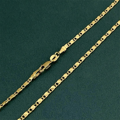 Luxury 24K 9999 Pure Gold real gold Men's and women's 2mm flat chain chain length 40cm 45cm 50cm 55cm 60cm 65cm 70cm 75cm