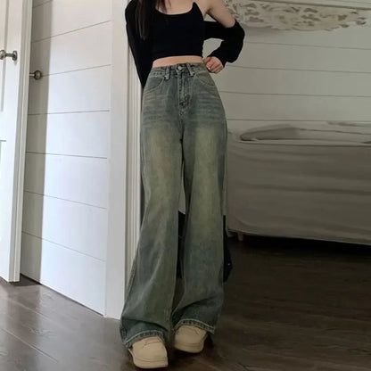 High-waisted Slimming Jeans Casual Bell Bottoms Straight-leg Long Pants For Women
