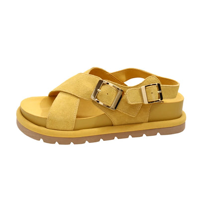 Genuine Leather Cross Strap Roman Sandals Casual Comfortable Women's Platform