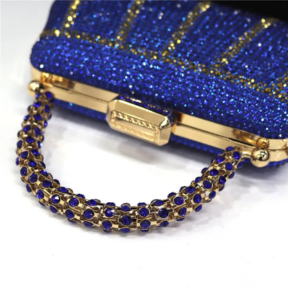 Exquisite Evening Bag With Diamond Design Fashion Handle Clutch Rhinestone Embellished Long Chain Bag