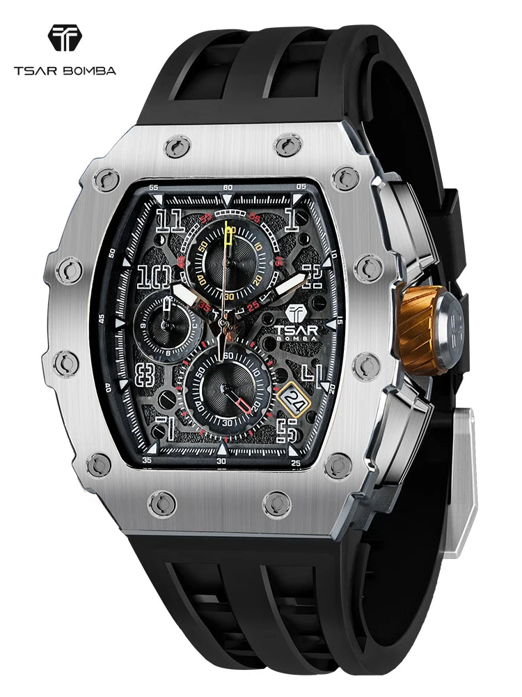 Luxury Brand Tonneau Design Waterproof Clock Stainless Steel Wristwatch Rectangle