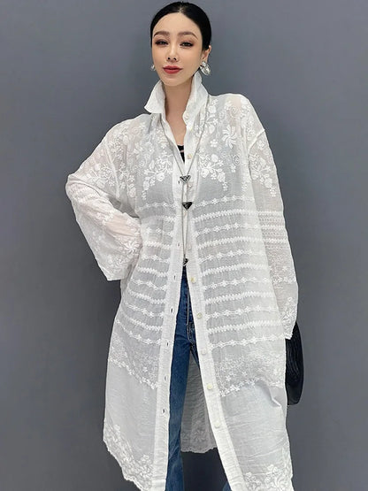 Long Sleeve Blouse Sunscreen Overcoat Trendy Casual Loose Women's Long Shirt