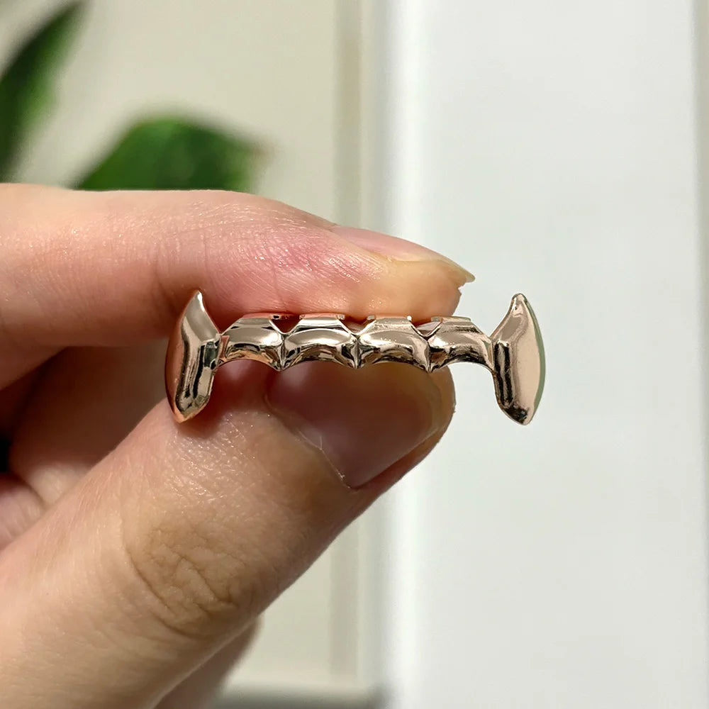 Glossy Tooth Caps Fangs Gold Silver Black Color Bottom Teeth Grillz Braces For Women Men Jewelry Dental Grills