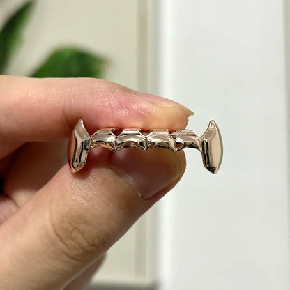 Glossy Tooth Caps Fangs Gold Silver Black Color Bottom Teeth Grillz Braces For Women Men Jewelry Dental Grills