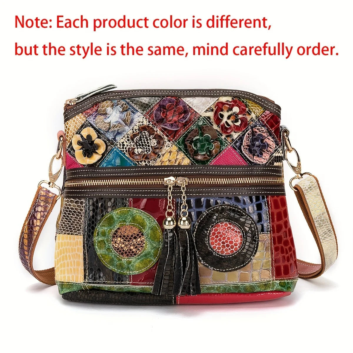 Casual Multi Color Messenger Bag Snake Pattern Women's Colorful Flowers