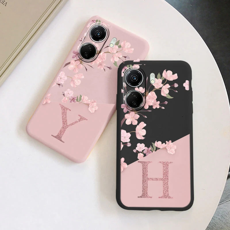 For Redmi 13C Case Cute Flowers Letters Shockproof Soft Silicon Protector Coque For Xiaomi Redmi 13C Phone Cases Redmi13C Funda