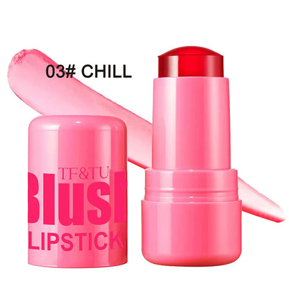 3-in-1 Cheek Lip Tinted Moistured Blush Stick Eyes Cheek Lip Brighten Cream Water Jelly Tint Stick Matte Contour Makeup
