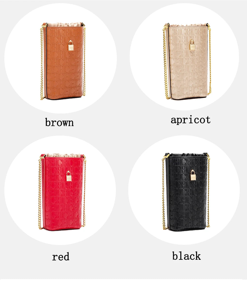 Phone Bag 2024 New Embossed Crossbody Bag High Quality Metal Chain Bag