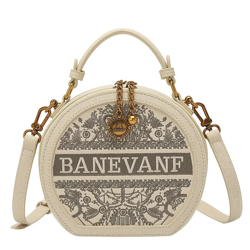 Light luxury brand embroidered small round bag designer high-end single shoulder crossbody bag