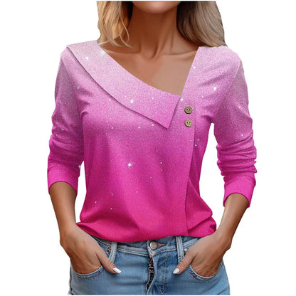 T Shirt For Women Fashion Long Sleeve Top White Floral Print Shirt