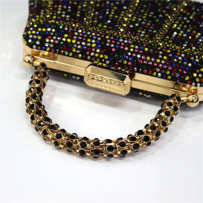 Exquisite Evening Bag With Diamond Design Fashion Handle Clutch Rhinestone Embellished Long Chain Bag