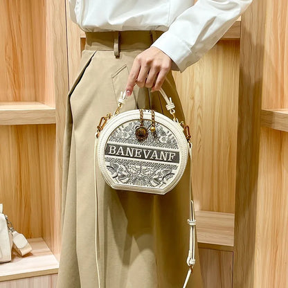 Light luxury brand embroidered small round bag designer high-end single shoulder crossbody bag