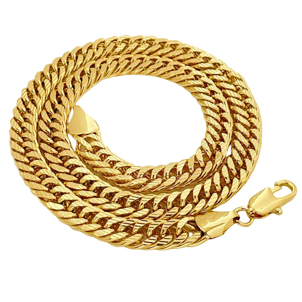 Men and women 24k gold necklace (AU999) 10mm 60 cm boss chain twisted chain, with certificate, free shipping certificate