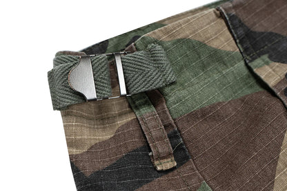 Silhouette Camouflage Cargo Cropped Shorts for Men Wide Leg Patchwork Baggy Over Knee Pants
