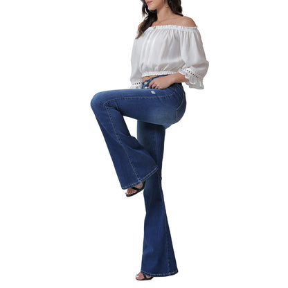 Boot Cut Jeans For Women Fashion Slim Denim Flare Pants Casual