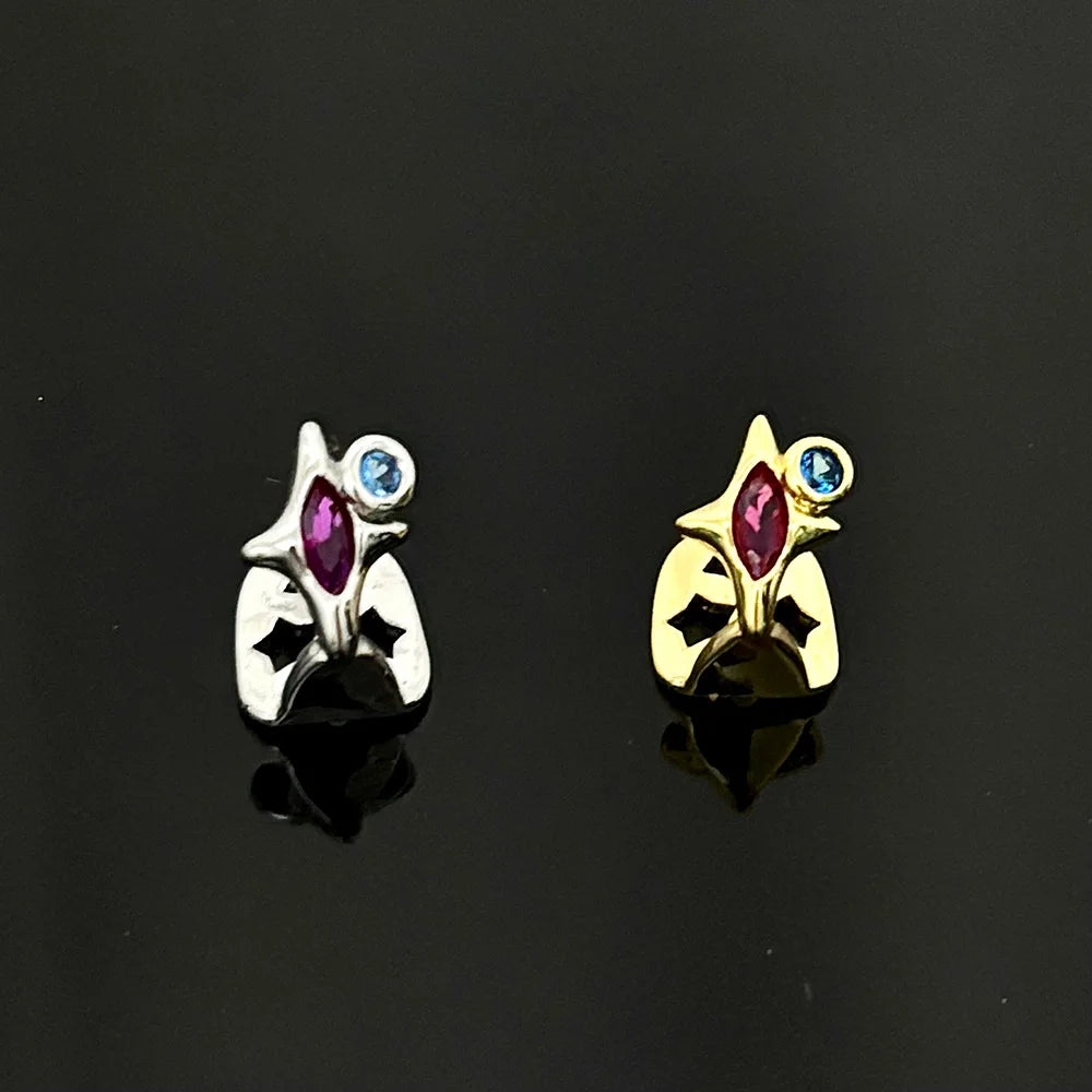 Purple Zircon Star Teeth Grillz Single Blue CZ Stone Tooth Caps For Women Men