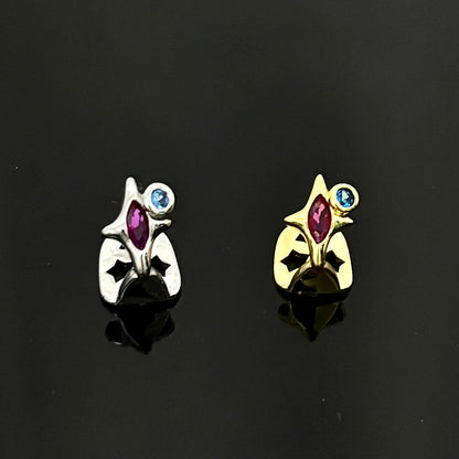 Purple Zircon Star Teeth Grillz Single Blue CZ Stone Tooth Caps For Women Men