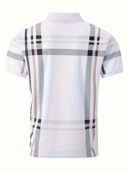 casual lapel polo shirt, men's fashionable versatile pullover short sleeved t-shirt