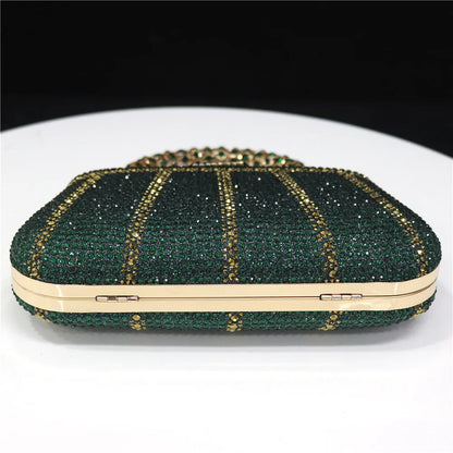 Exquisite Evening Bag With Diamond Design Fashion Handle Clutch Rhinestone Embellished Long Chain Bag