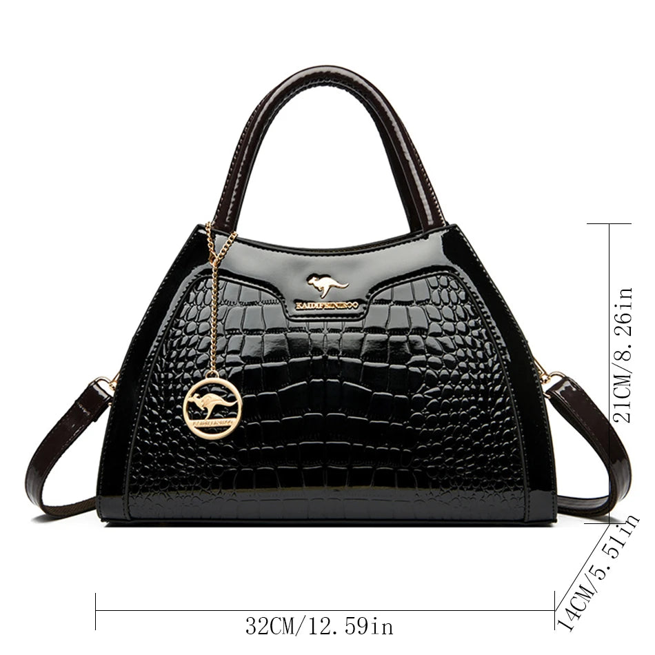 Luxury Patent Leather Handbags for Women Designer Crocodile Pattern Women's Shoulder Crossbody