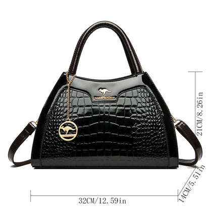 Luxury Patent Leather Handbags for Women Designer Crocodile Pattern Women's Shoulder Crossbody