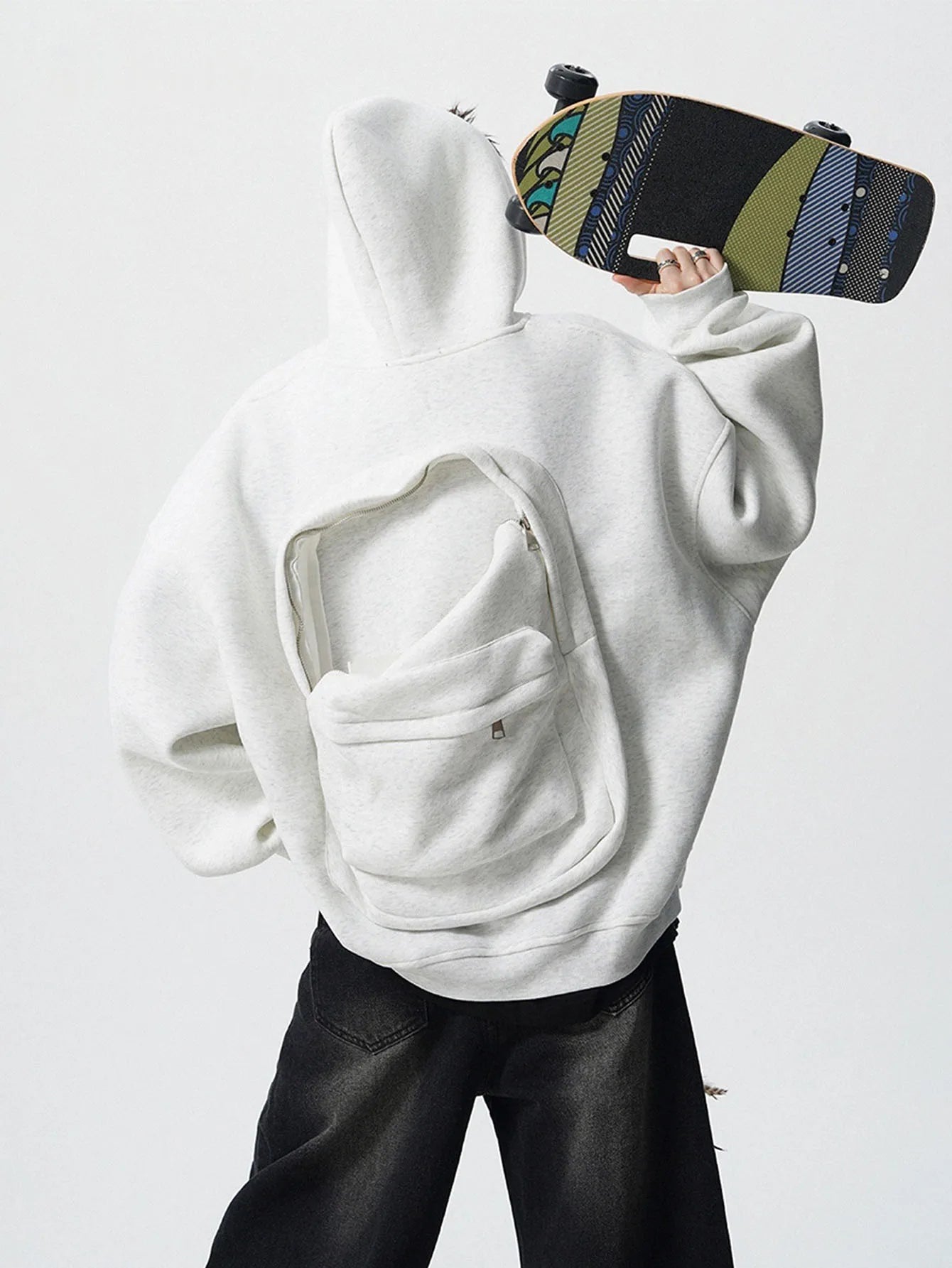 Unisex Zip Up Hoodie 3D Creative Jacket with Backpack Lightweight Hooded Sweatshirts Fashion Outfits with Pocket