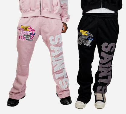 West Coast Trendy Stitching Seam Cloth Dopamine Element Daily Casual Pants Men's Loose Comfort Sports Pants Couple Clothes