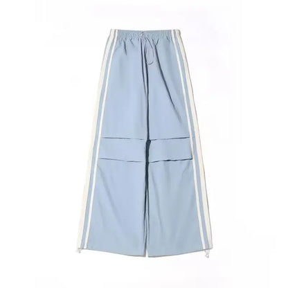 Women Blue Striped Pants Baggy Harajuku Sweatpants Aesthetic Oversize Parachute Pants Y2k 2000s Vintage Fashion Trousers Clothes