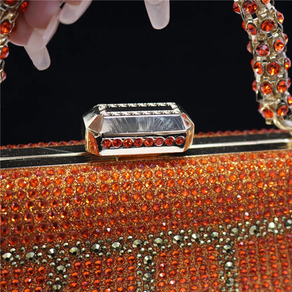 Exquisite Evening Bag With Diamond Design Fashion Handle Clutch Rhinestone Embellished Long Chain Bag
