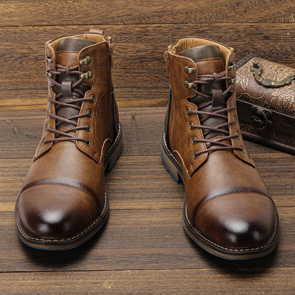 Brogue Chelsea Men Boots 2025 American style Comfortable Fashion Leather Boots