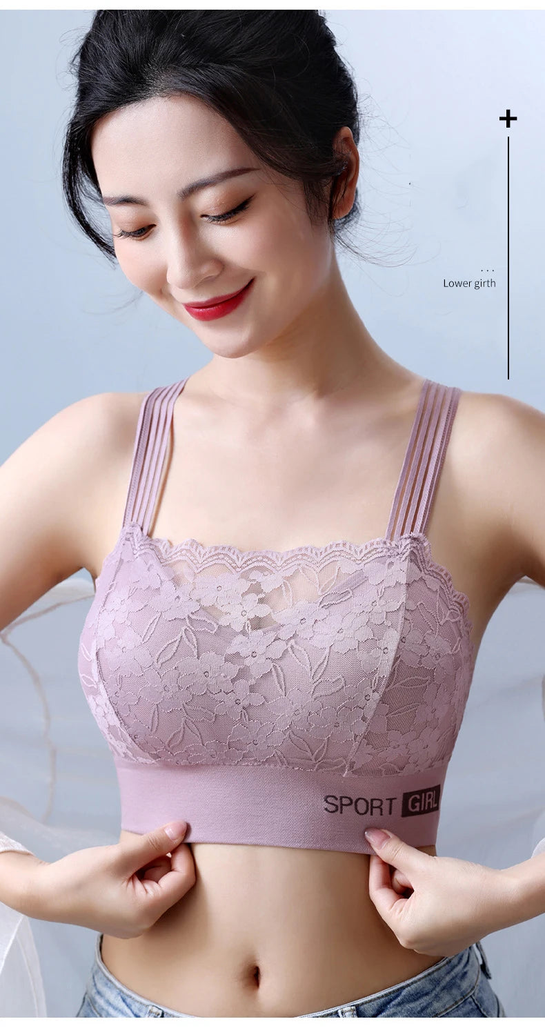Lace Seamless Sports Bra Comfortable Breathable Beauty Back Vest Chest Tube Top